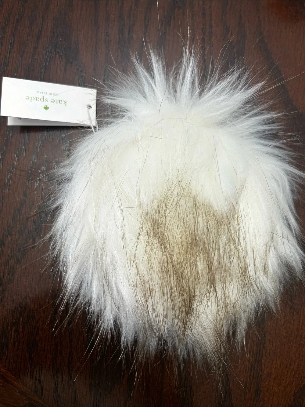 Kate Spade Frosty Penguin Poof Bag Charm Keychain Faux Fur NWT